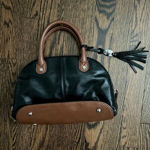 Tignanello Black and Brown Genuine Leather Women's Handbag